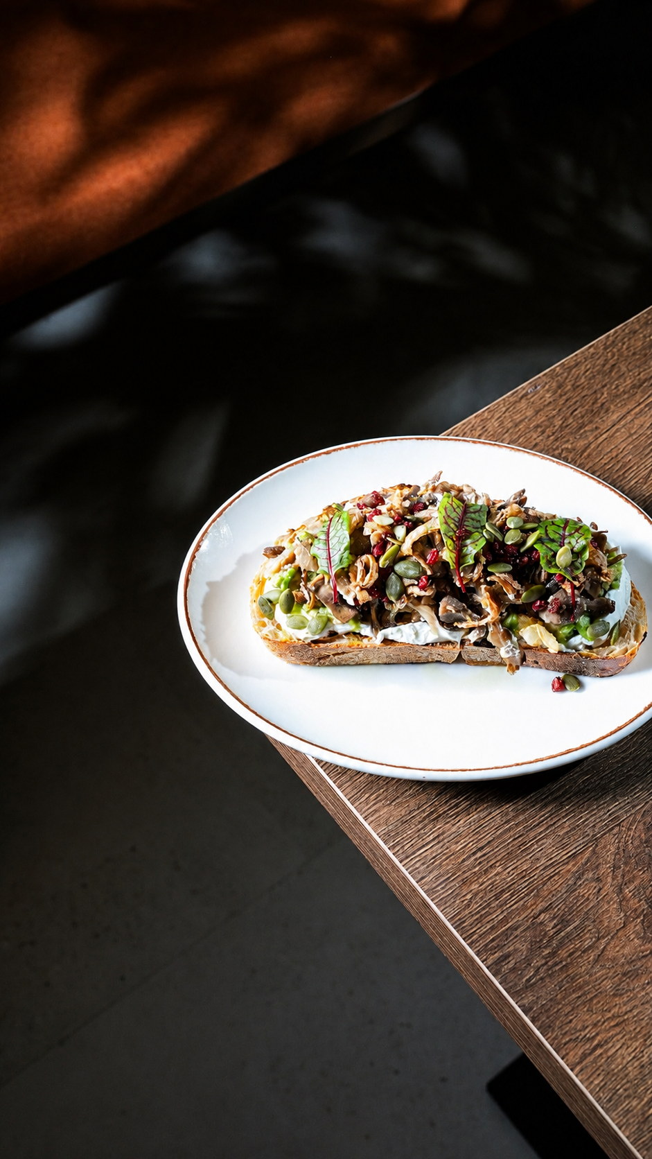 wild mushroom & avocado tartine