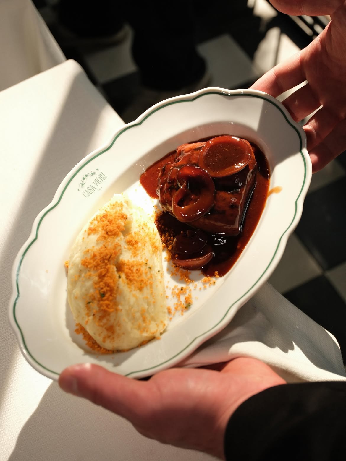 Beef liver with silky mashed potatoes and rich demi-glace
