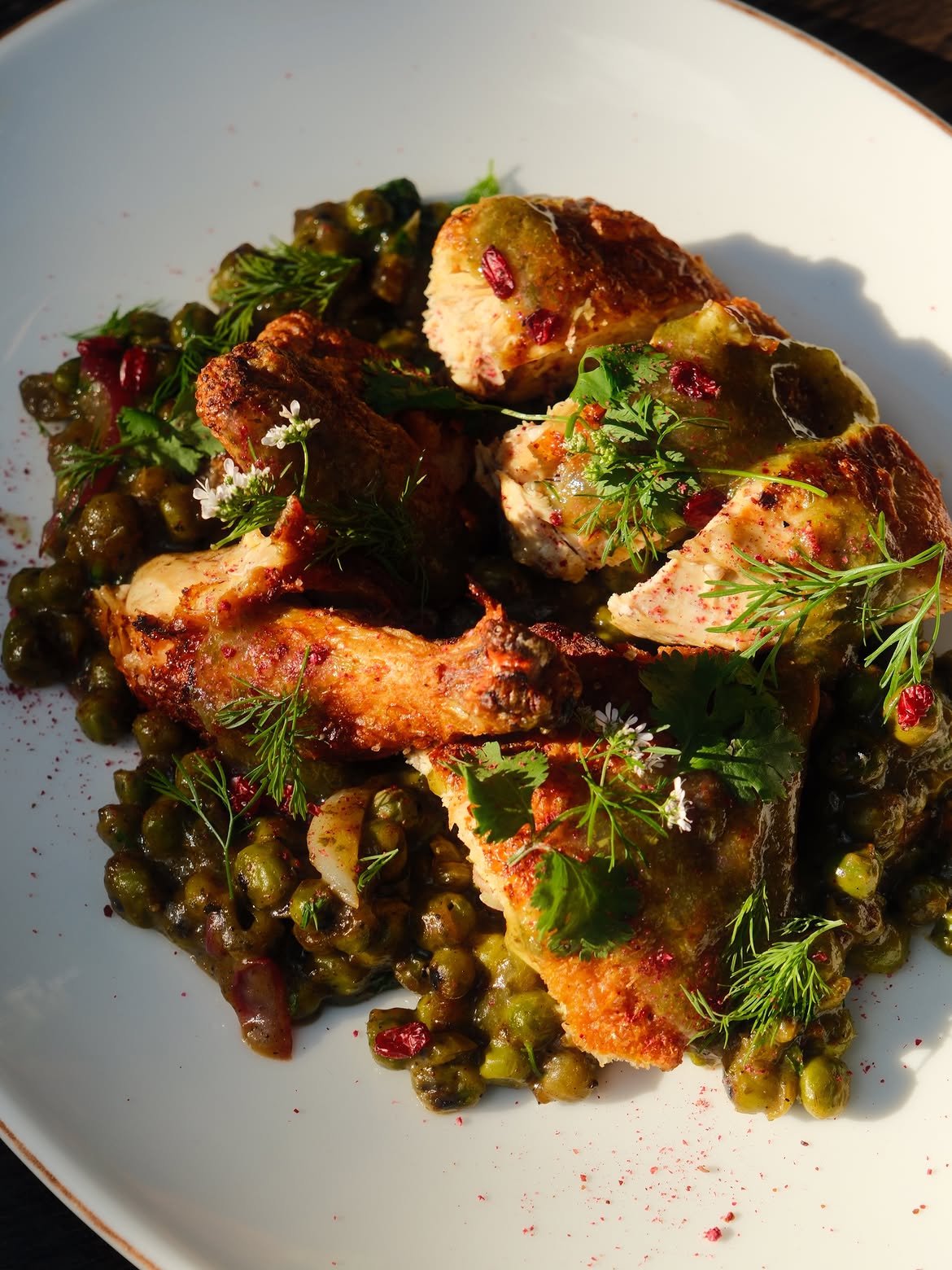 Roasted chicken with plum sauce