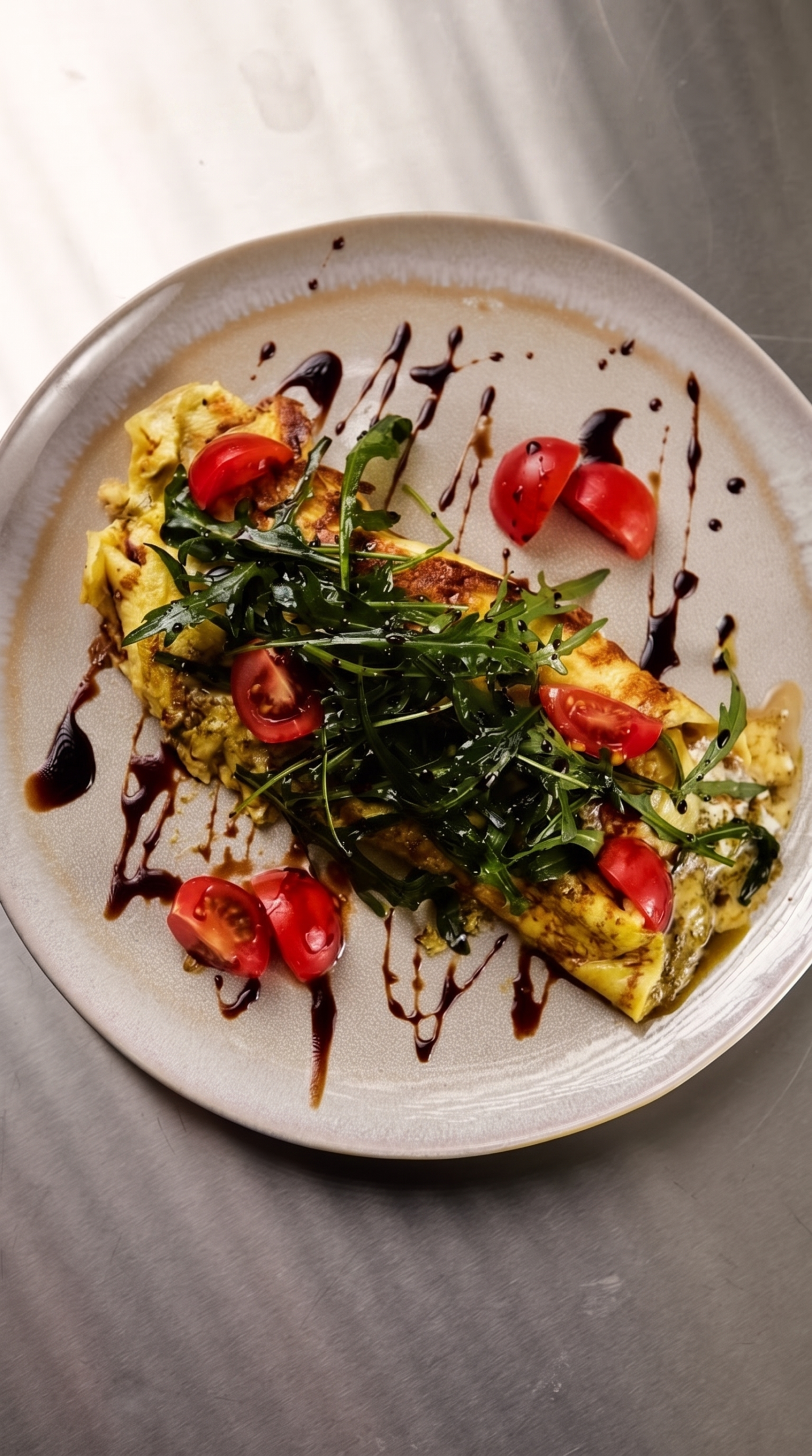 Pesto-stracciatella omelette 