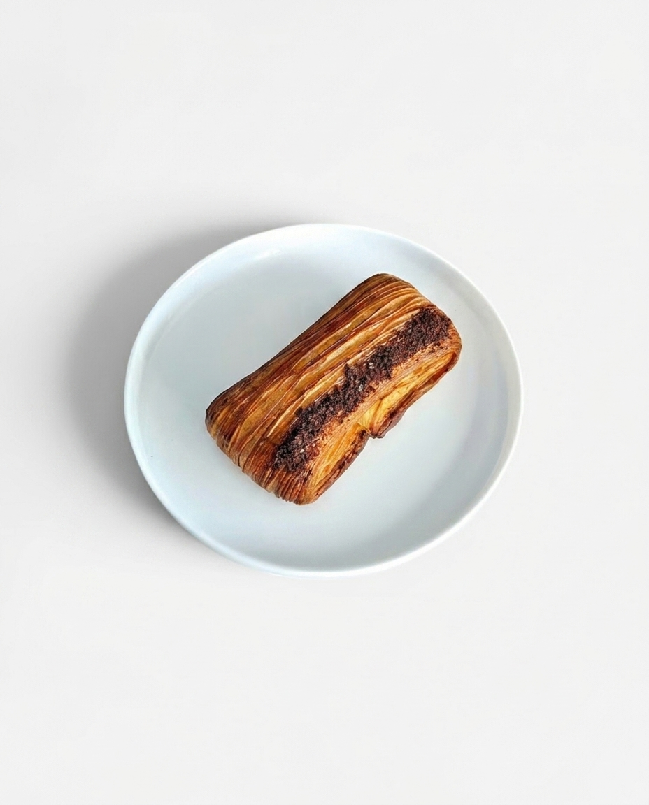 Pain au suisse with brownie, peanut and caramel