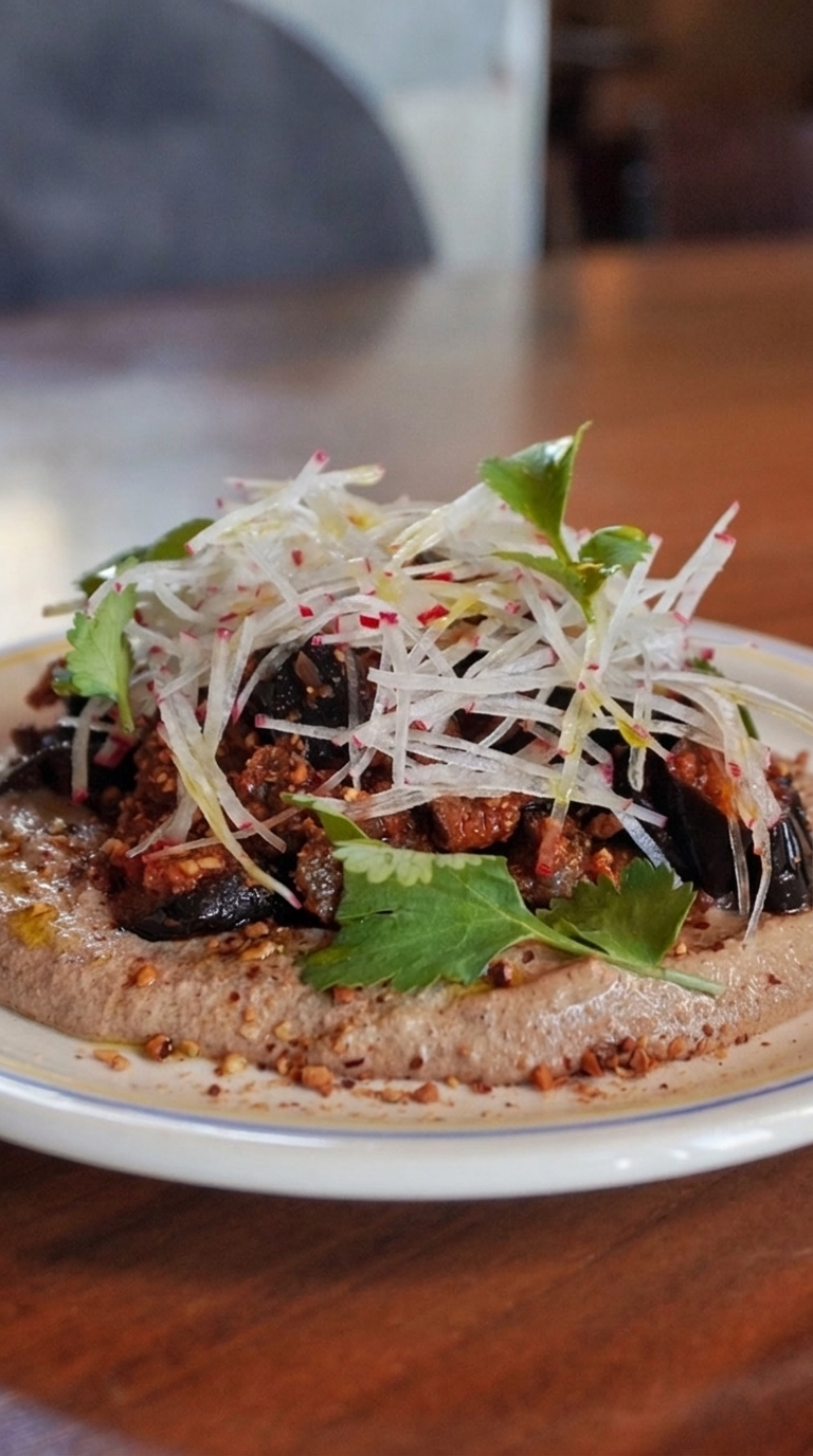 Eggplant with almond cream