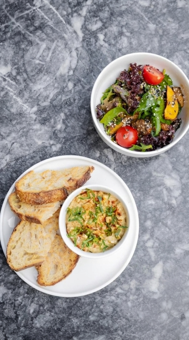 Warm salad w potato & Babaganoush