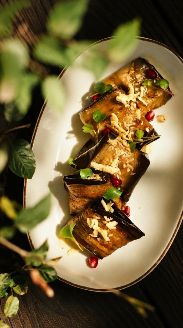 Eggplant rolls with walnut