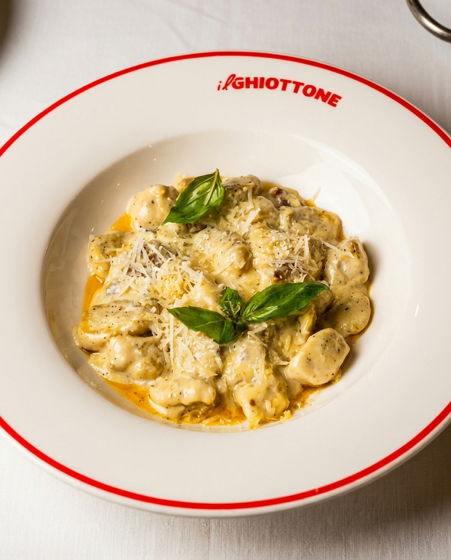 Gnocchi with aubergine cheese sauce