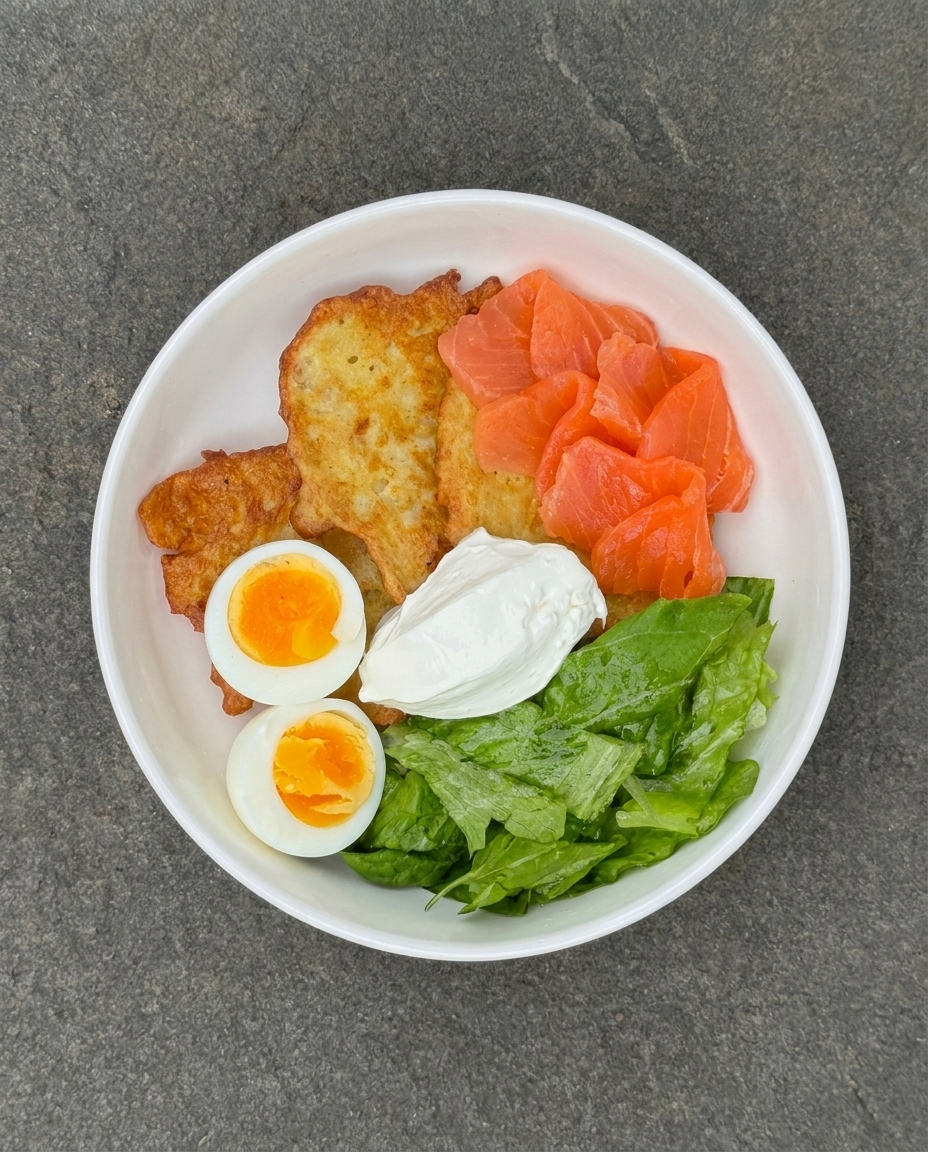 Draniki with salmon