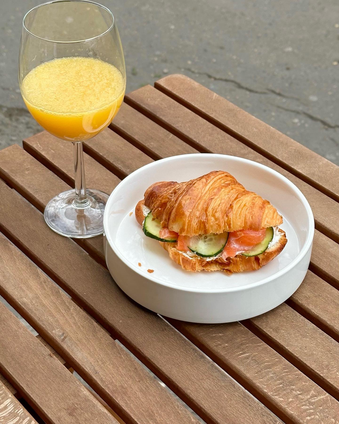 Croissant with salmon