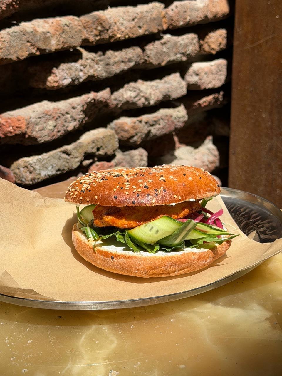Bagel with chicken